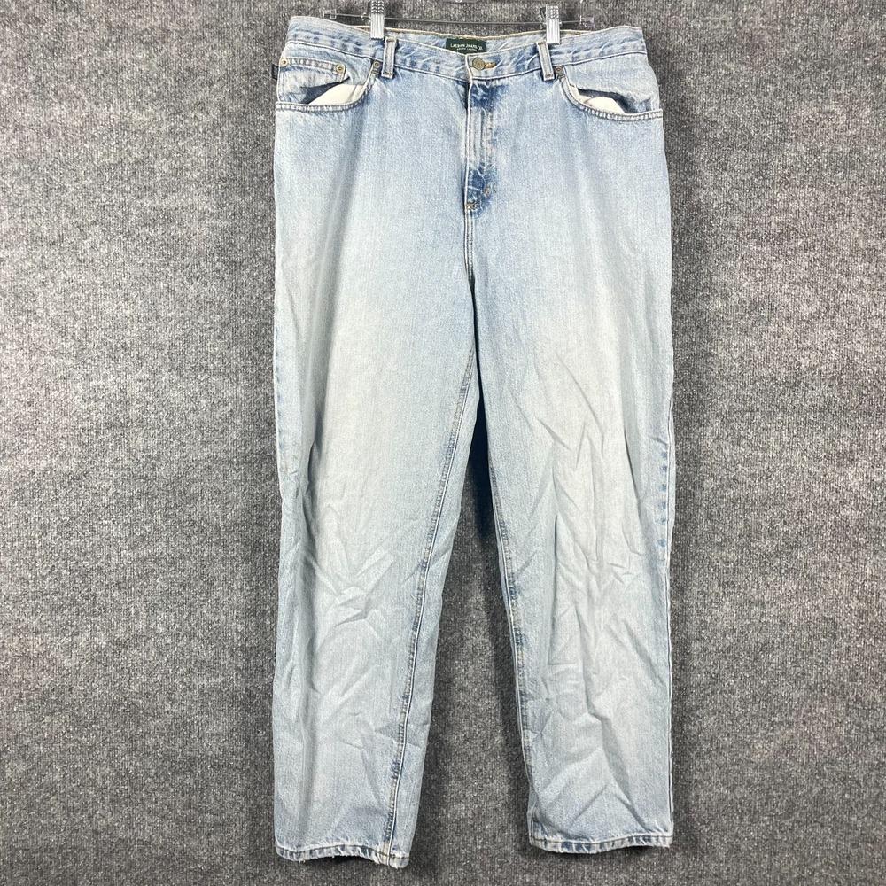 LRL Ralph Lauren Jeans Womens 16 W Blue Denim Straight Mom High Rise 36x30 Y2K